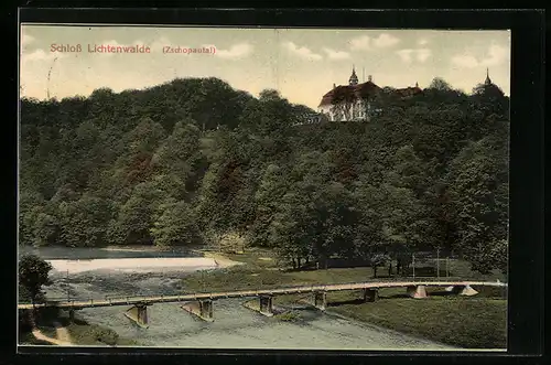 AK Lichtenwalde im Zschopautal, Blick zum Schloss