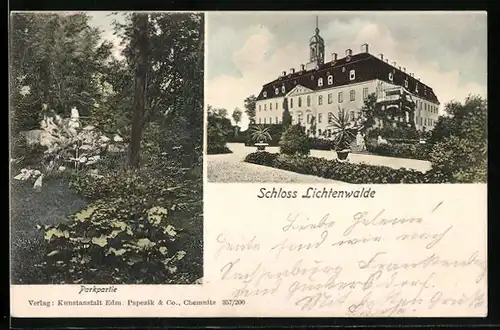 AK Lichtenwalde i. Sa., Schloss und Parkpartie