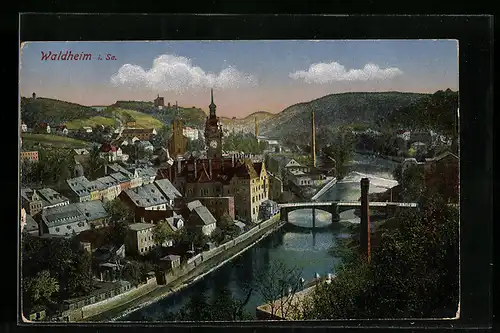 AK Waldheim i. Sa., Totalansicht aus der Vogelschau