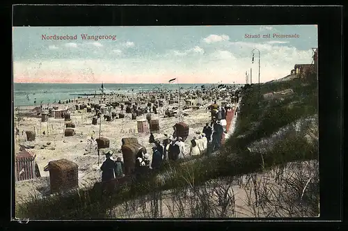 AK Wangeroog /Nordsee, Strand mit Promenade