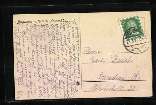 AK Netzschkau i. V., Blick zum Schloss