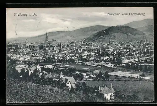 AK Freiburg i. Br., Panorama vom Lorettoberg