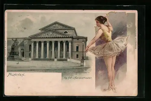 Lithographie München, Kgl. Hof- und Nationaltheater, Ballerina