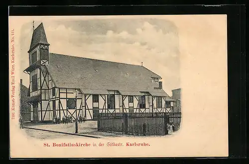 AK Karlsruhe, St. Bonifatiuskirche in der Göthestr.