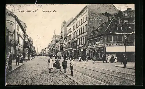 AK Karlsruhe, Blick in die Kaiserstrasse