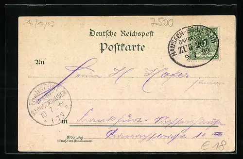 Lithographie Karlsruhe, Generalcommando, Kriegerdenkmal, Schlossgartensee