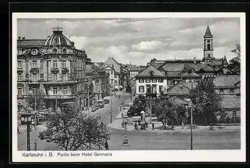 AK Karlsruhe, Partie beim Hotel Germania