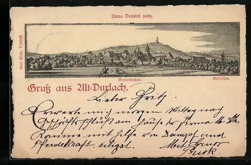 AK Karlsruhe-Durlach, Bienleinsthor anno domini 1689