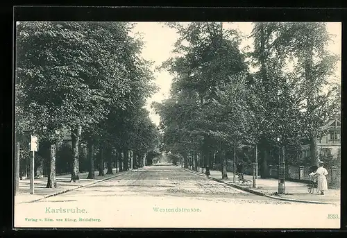 AK Karlsruhe, Blick in die Westendstrasse