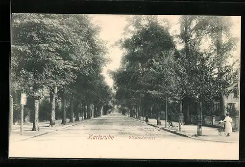 AK Karlsruhe, Blick in die Westendstrasse