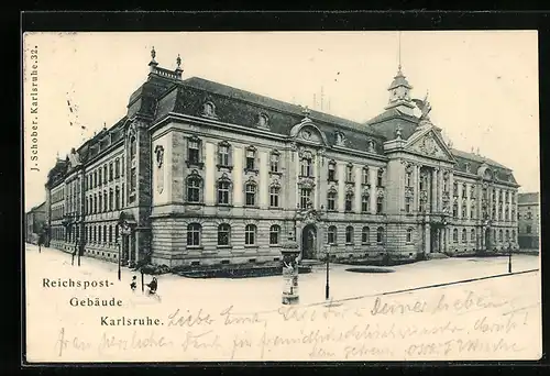 AK Karlsruhe, Ansicht Reichspost-Gebäude