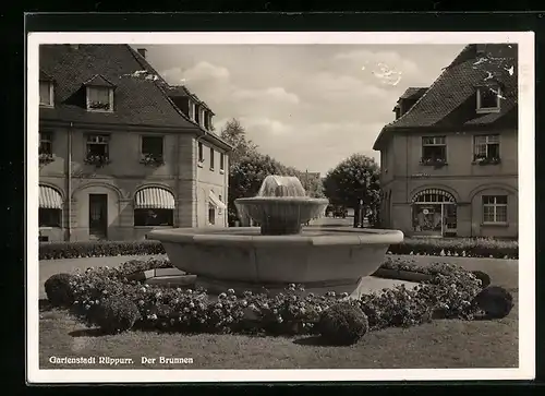 AK Rüppurr, Blick auf Platz mit Brunnen