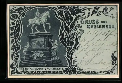AK Karlsruhe, Denkmal Kaiser Wilhelm I.