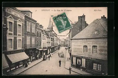 AK Yvetot, La Rue des Victoires
