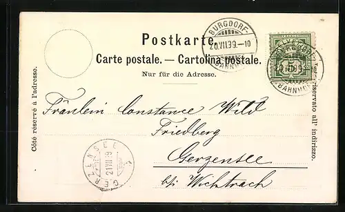 Künstler-AK Burgdorf, Panorama des Ortes