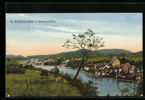 AK Diessenhofen, Ortsansicht mit St. Katharinenthal