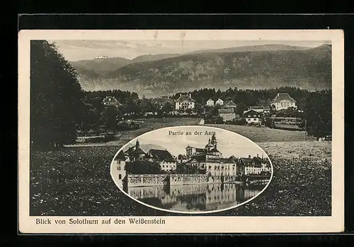 AK Solothurn, Blick nach Weissenstein, Partie an der Aare