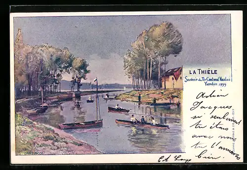 Künstler-AK Yverdon, Tir Cantonal Vaudois 1899, La Thiele