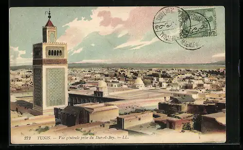 AK Tunis, Vue generale prise du Dar-el-Bey