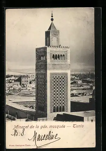 AK Tunis, Minaret de la gde. Mosquee