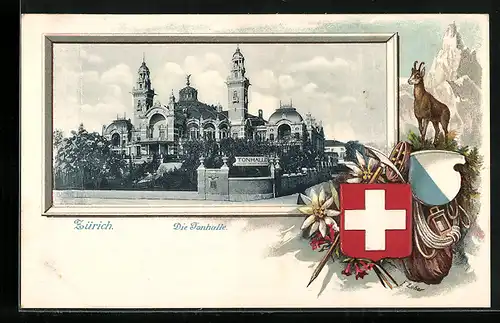 Passepartout-Lithographie Zürich, Die Tonhalle, Wappen