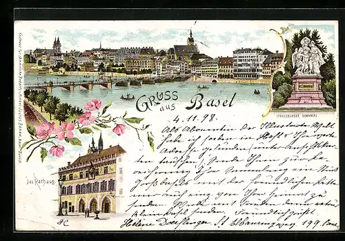 Lithographie Basel, Strassburger Denkmal, Das Rathaus