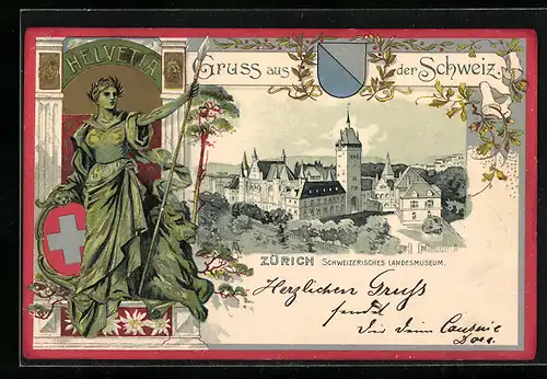 Passepartout-Lithographie Zürich, Schweizerisches Landesmuseum, Helvetia