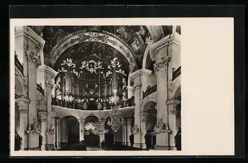 AK Grüssau i. Schl., Klosterkirche, Blick nach der Orgel