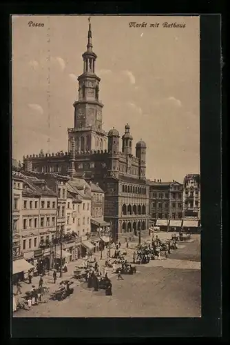 AK Posen, Markt mit Rathaus