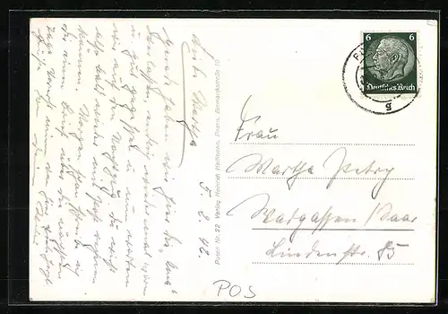 AK Posen, Theater, Grosses Haus, Springbrunnen