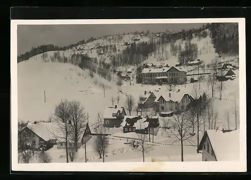 AK Unter-Polaun, Ortsansicht im Winter
