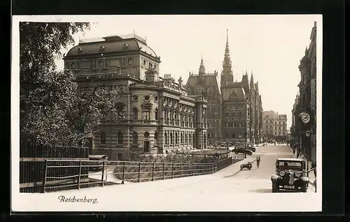 AK Reichenberg, Strassenpartie aus der Stadt