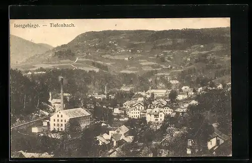 AK Tiefenbach / Isergebirge, Perspektive aus der Vogelschau