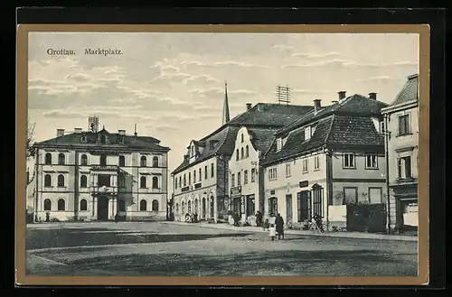 AK Grottau, Ansicht des Marktplatzes