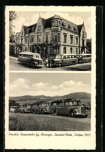 AK Landau /Pfalz, Omnibus Reiseverkehr Gg. Blesinger