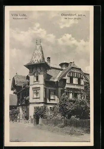 AK Oberstdorf i. bayr. Allgäu, Hotel Villa Lutz i. d. Neubaustrasse