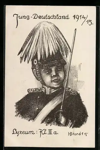 Künstler-AK Jung-Deutschland 1914 /15, Kinder Kriegspropaganda