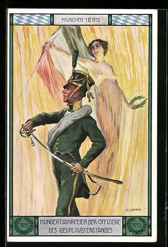 Künstler-AK München, Hundertjahrfeier der Offiziere des Beurlaubtenstandes 1913