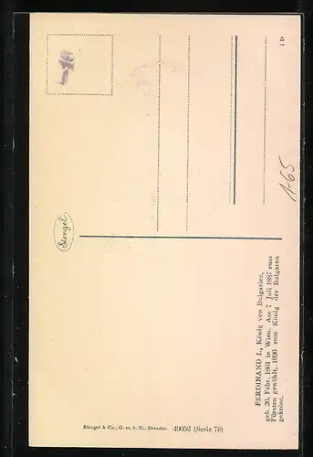 Künstler-AK Ferdinand I, König von Bulgarien