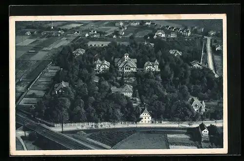 AK Coswig, Heilstätte Lindenhof aus der Vogelschau