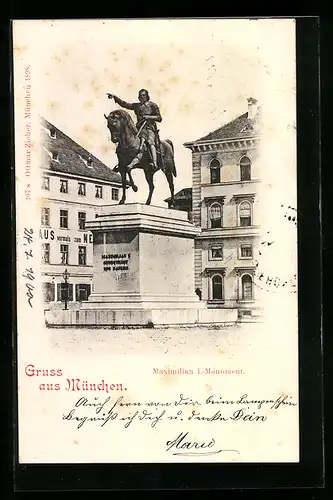 AK München, Maximilian I.-Monument