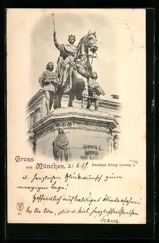 AK München, Denkmal König Ludwig I.