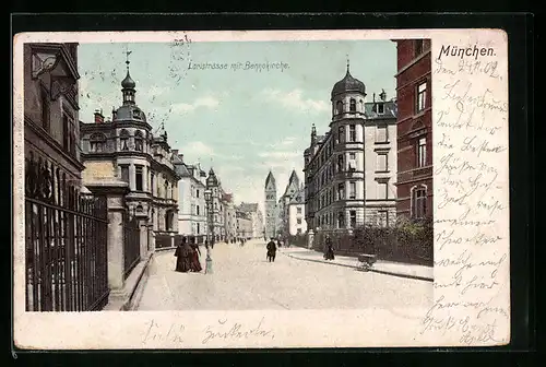 AK München, Loristrasse mit Bennokirche