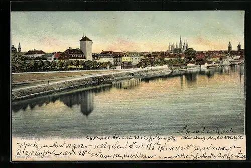 AK Würzburg, Stadtansicht von der Luitpoldbrücke