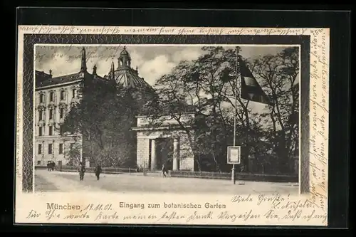 AK München, Eingang zum botanischen Garten