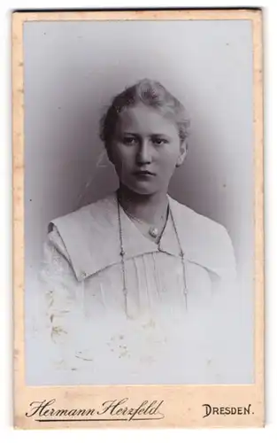 Fotografie Atelier Herzfeld, Dresden-A., Altmarkt, Junge Dame mit zurückgebundenem Haar