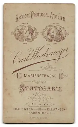 Fotografie Carl Wiedmayer, Stuttgart, Marienstr. 10, Junger Herr in modischer Kleidung