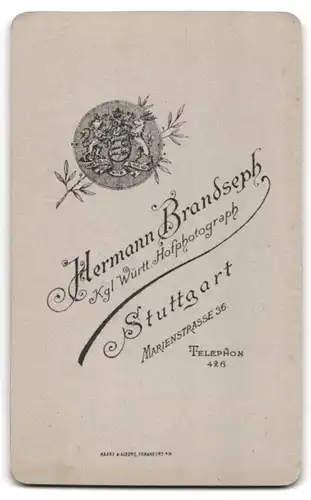 Fotografie Hermann Brandseph, Stuttgart, Marienstr. 36, Junge Dame im weissen Kleid