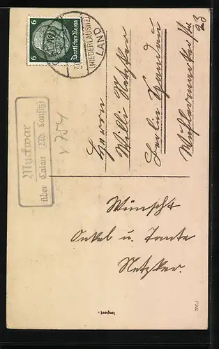 AK Hirsch im Winterwald, Neujahrsgruss