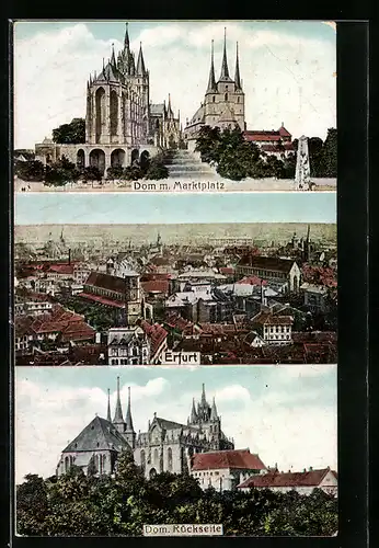 AK Erfurt, Dom mit Marktplatz, Ortsansicht